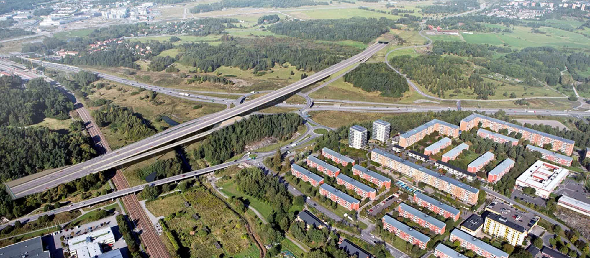 Drönarbild över förbifart Stockholm