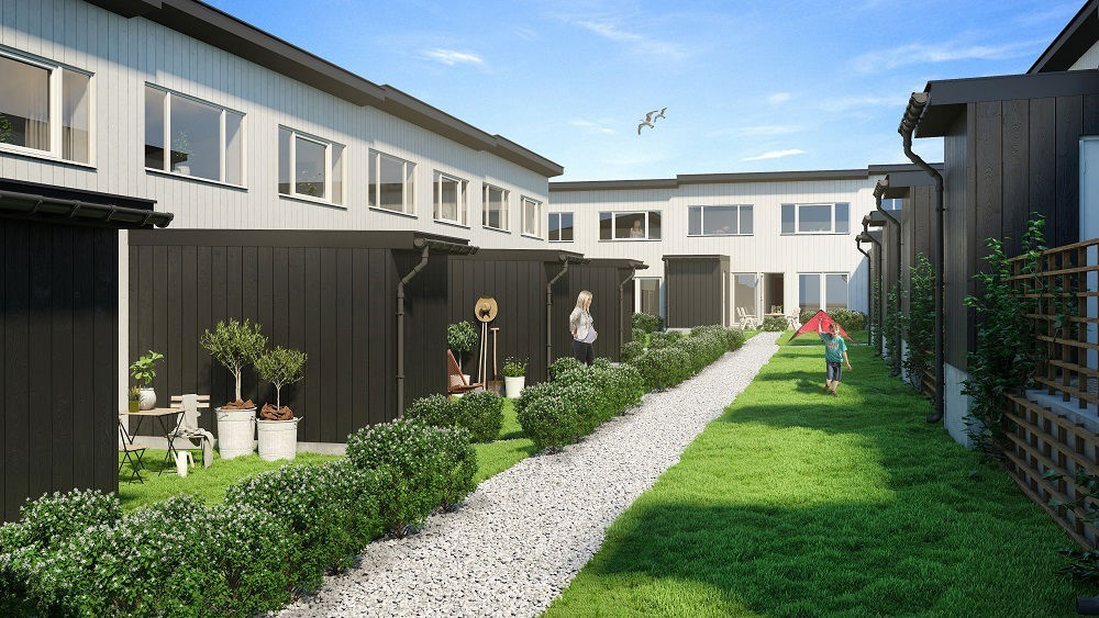 Projektet Rydebäck, trädgårdsvy (illustration)