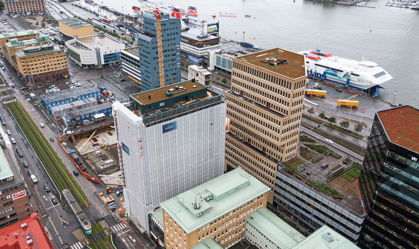 Drönarbild över projekt Ciceron i GÖteborg.