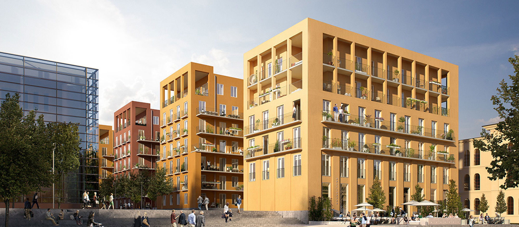 Svea Fanfar på Östermalm. Illustration: Veidekke Bostad