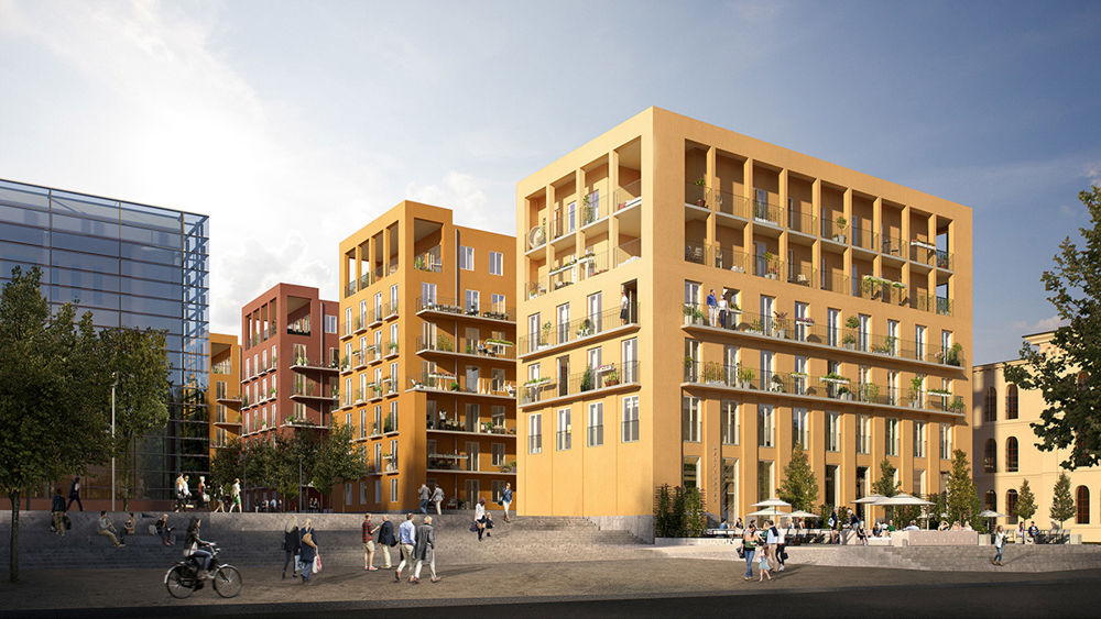 Svea Fanfar på Östermalm. Illustration: Veidekke Bostad