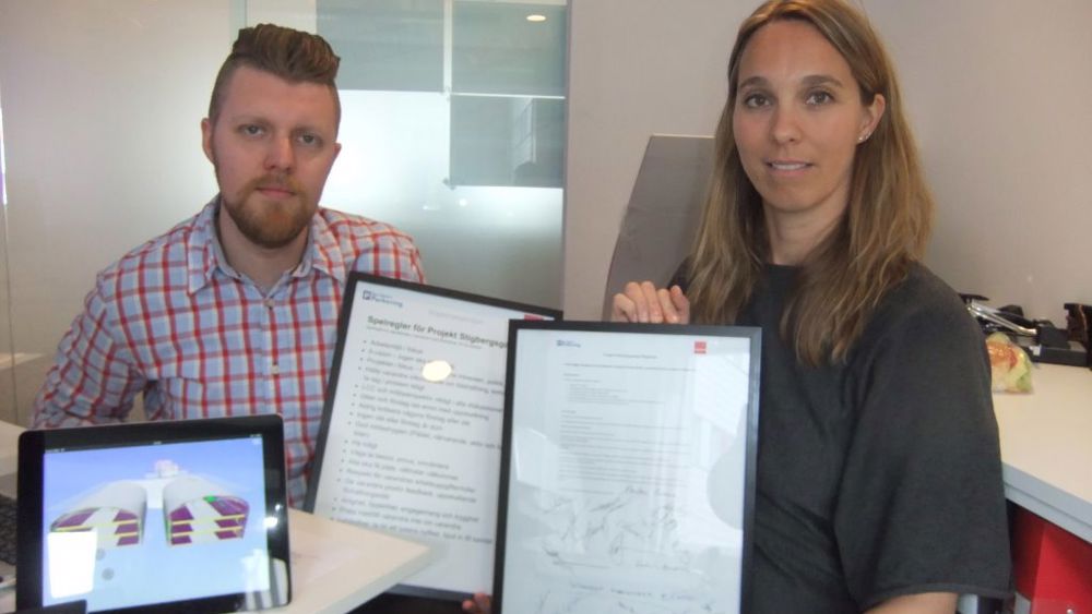 Projektledare Jenny Johansson och entreprenadingenjör Björn Randén